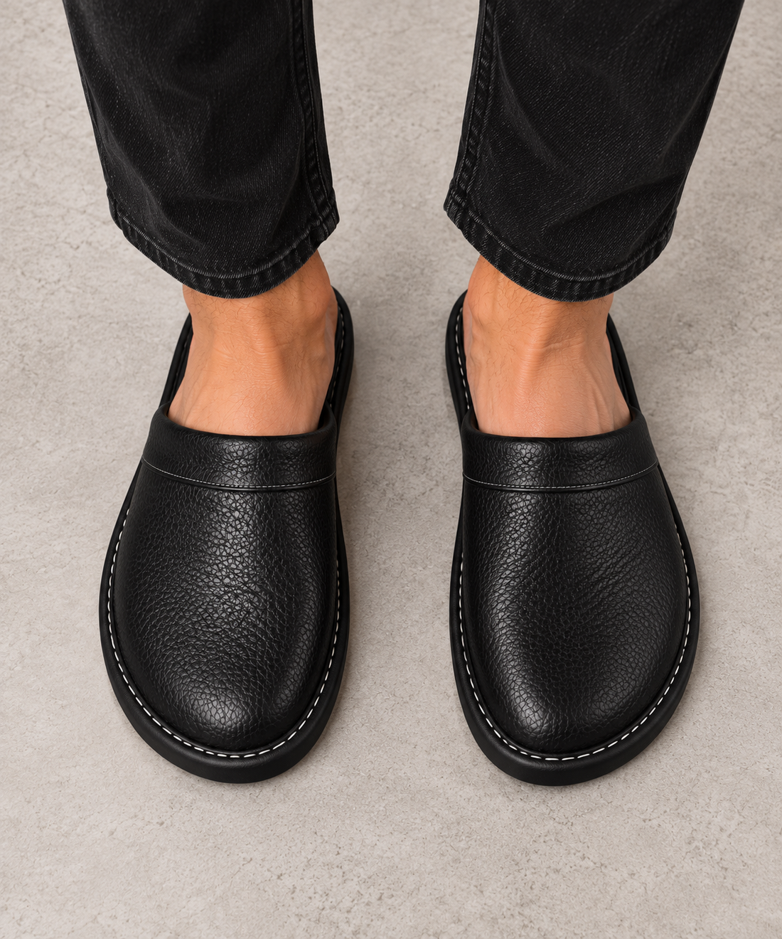 Men's Leather Slippers - Lightweight Indoor & Outdoor Slippers