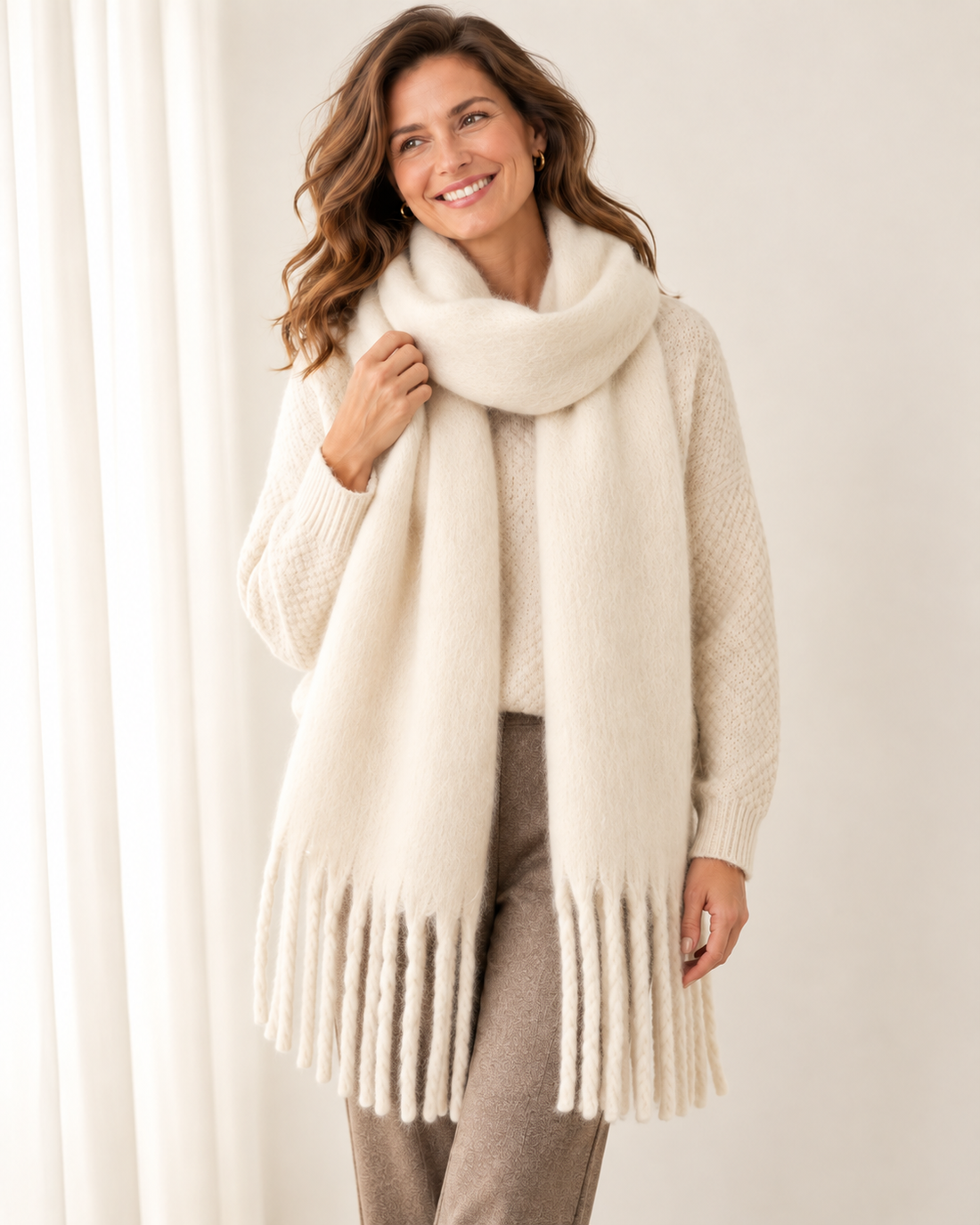 Women's Cashmere Blend Scarf – Soft Warm Winter Scarf