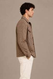 Men's Houndstooth Jacket – Button-Up Shirt Jacket Overshirt