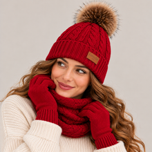 Women's Knitted Hat, Gloves & Snood Set – 3-Piece Winter Gift Set