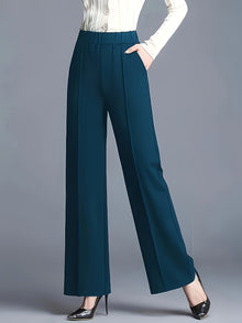 Elegant High-Waisted Slant Pocket Pants