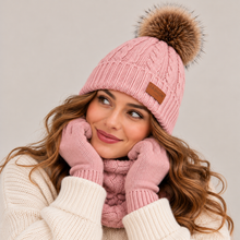 Women's Knitted Hat, Gloves & Snood Set – 3-Piece Winter Gift Set