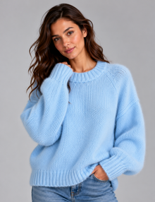 Women’s Fluffy Knit Jumper – Soft Crew Neck Sweater, Regular Fit