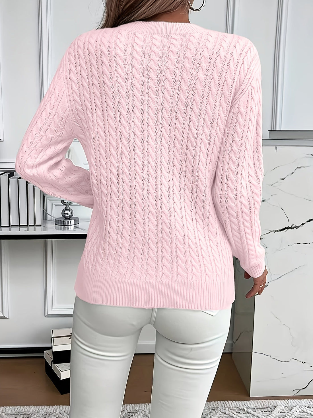 Women's Cable-Knit Round Neck Sweater