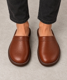 Men's Leather Slippers - Lightweight Indoor & Outdoor Slippers