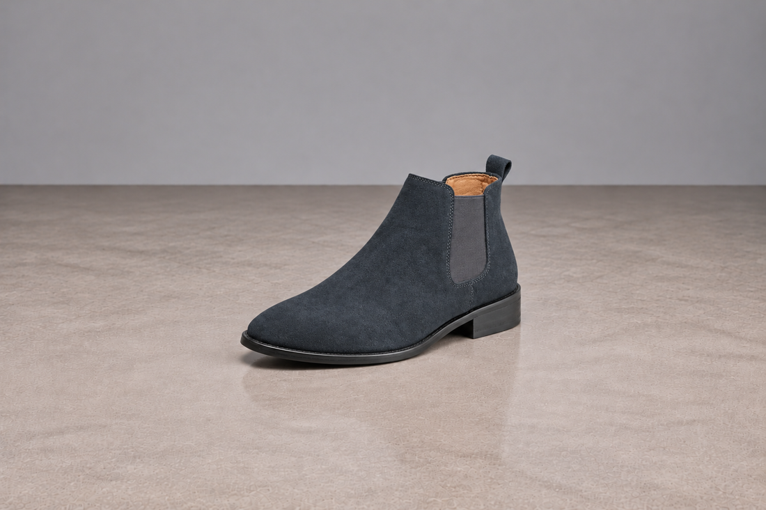 Men's Chelsea Boots – Faux Leather Pull-On Ankle Boots with Elastic Side Panels