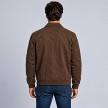 Men's Suede-Look Zip Jacket – Casual Collared Autumn Jacket