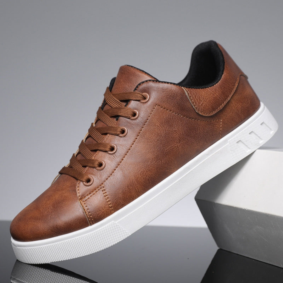 Men's Leather Trainers – Smart Casual Lace Up, Low Profile
