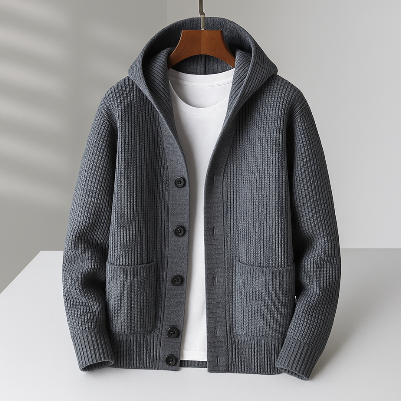 Men's Hooded Cardigan – Knitted Zip Up