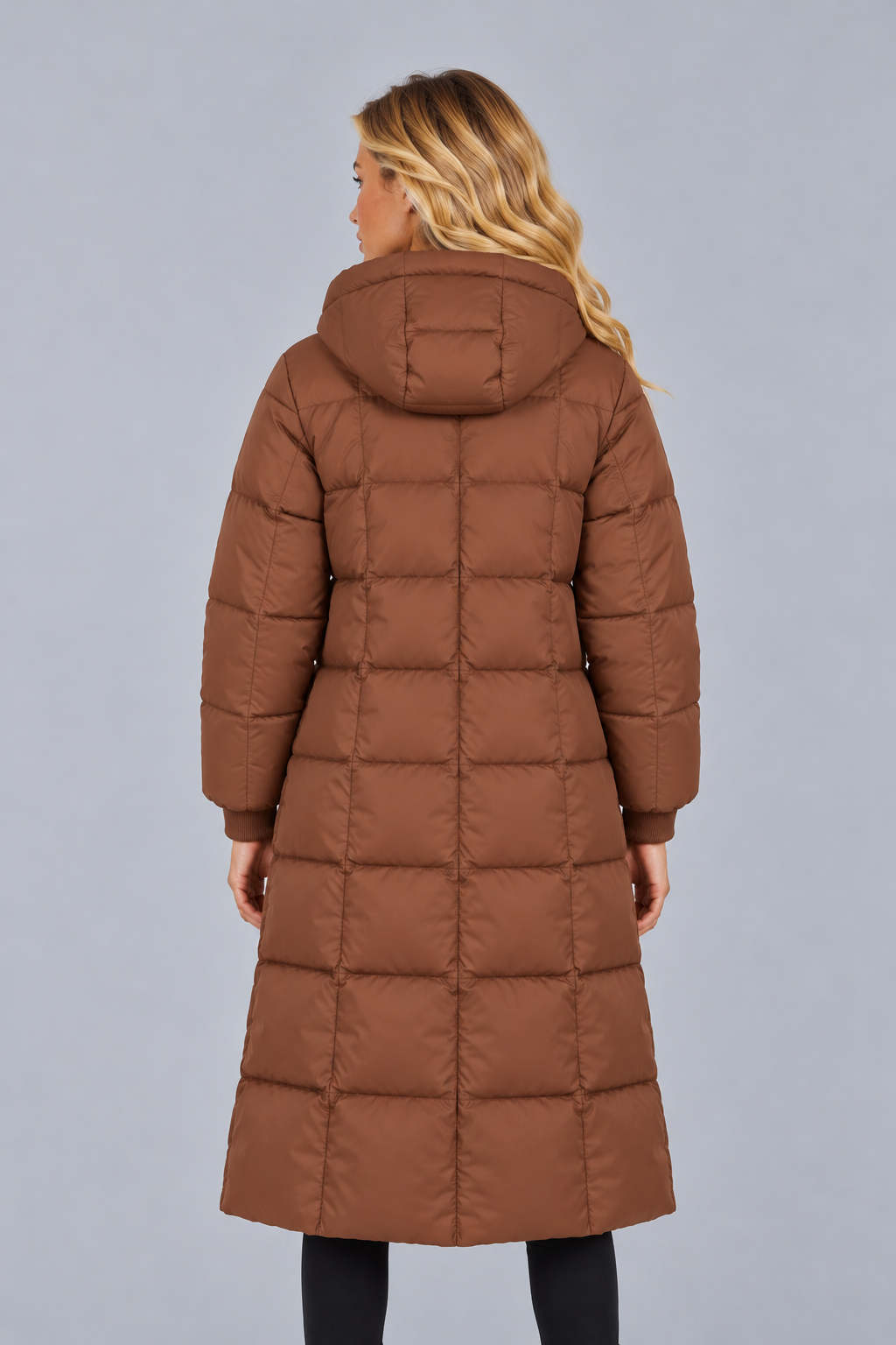 Women’s Long Puffer Coat with Hood – Longline Padded Winter Coat with Pockets