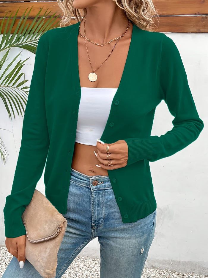 Women's V Neck Cardigan – Button Front Knit