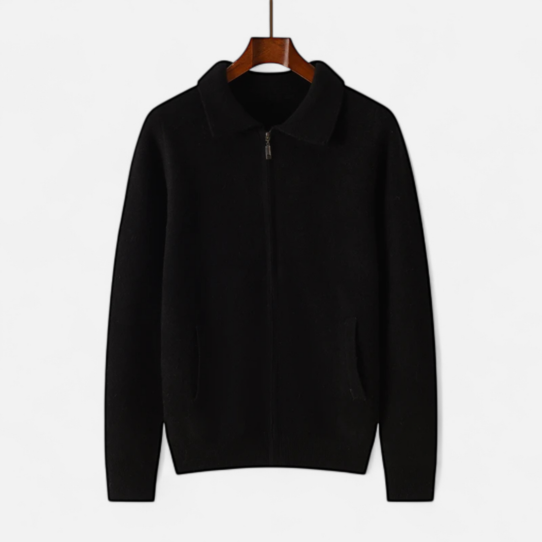Men’s Wool-Cashmere Zip Business Sweater