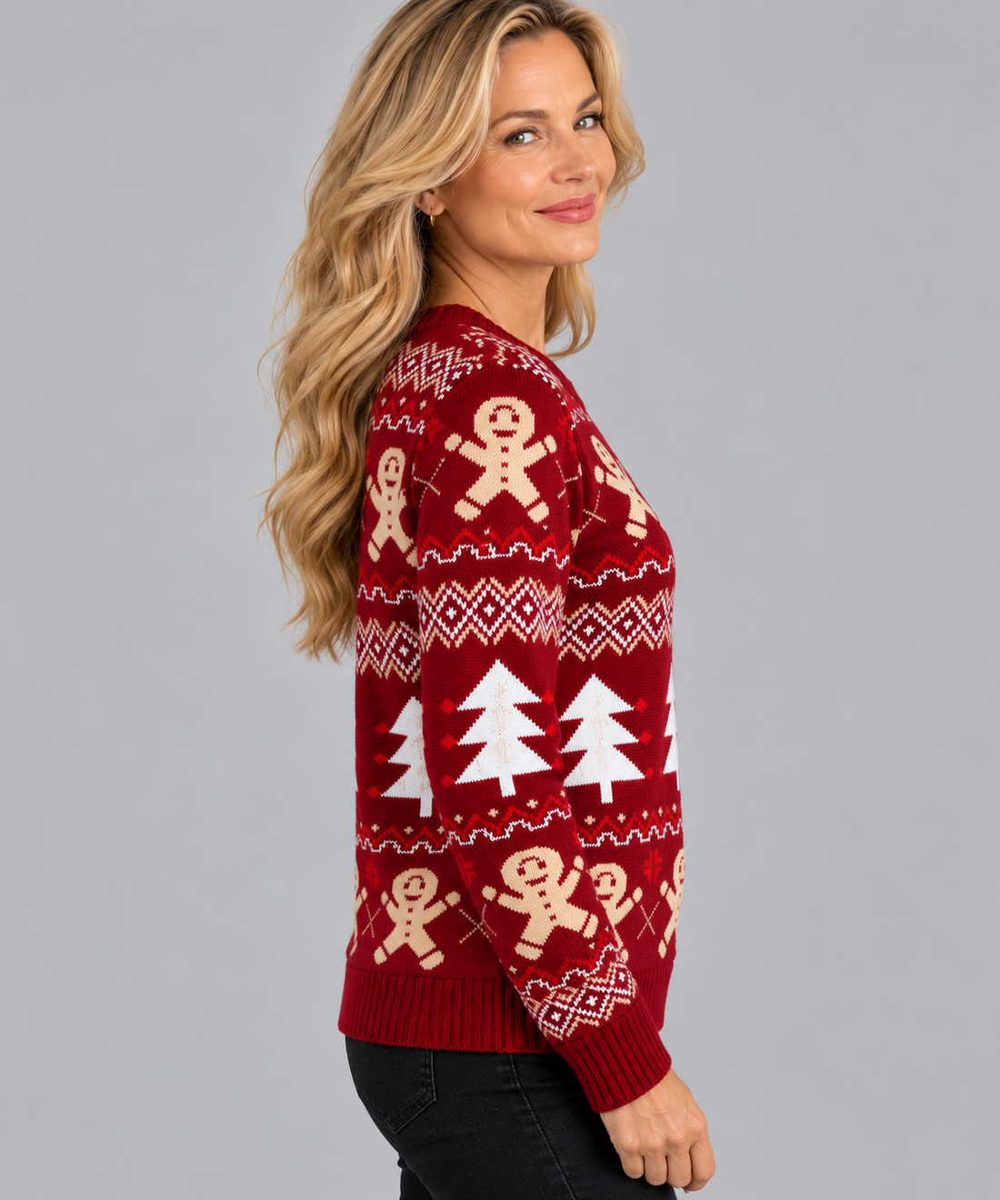 Women's Red Christmas Jumper – Cosy Gingerbread & Festive Knit