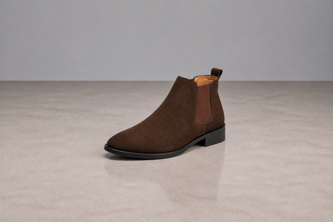 Men's Chelsea Boots – Faux Leather Pull-On Ankle Boots with Elastic Side Panels