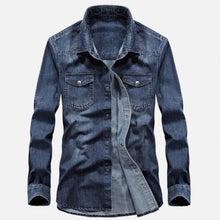 Men’s Loose-Fit Denim Shirt for Autumn/Winter
