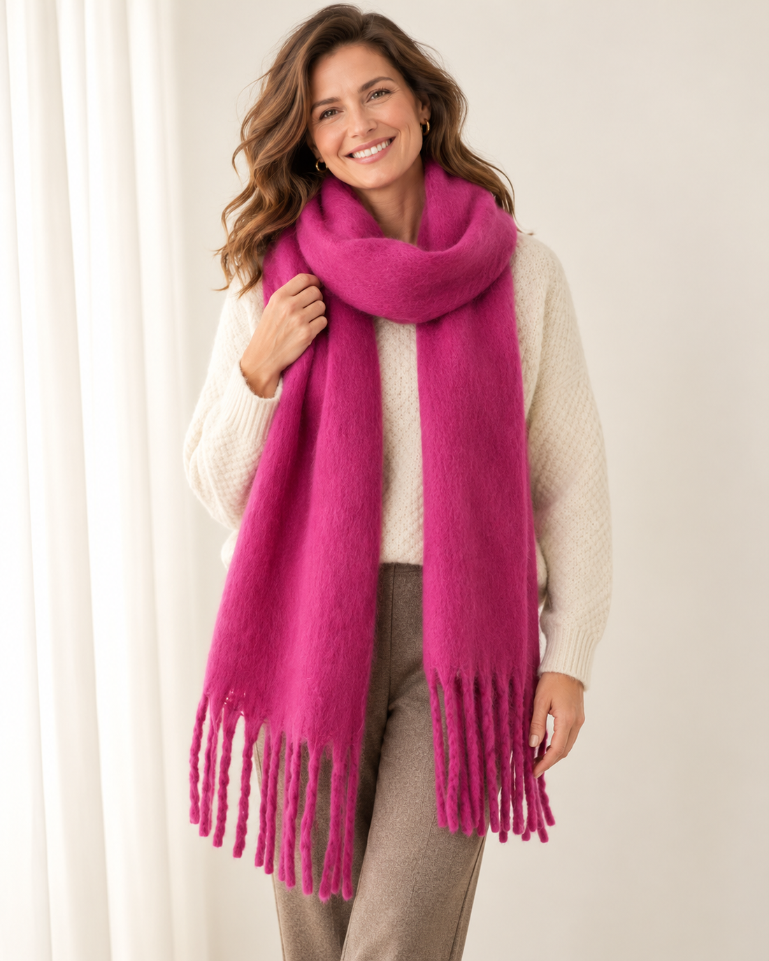 Women's Cashmere Blend Scarf – Soft Warm Winter Scarf