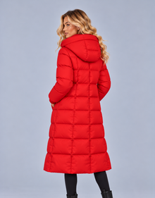 Women’s Long Puffer Coat with Hood – Longline Padded Winter Coat with Pockets