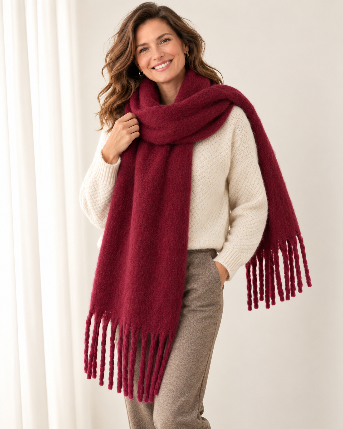 Women's Cashmere Blend Scarf – Soft Warm Winter Scarf