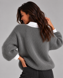 Women’s Fluffy Cropped Jumper – Brushed Knit Boat Neck Sweater