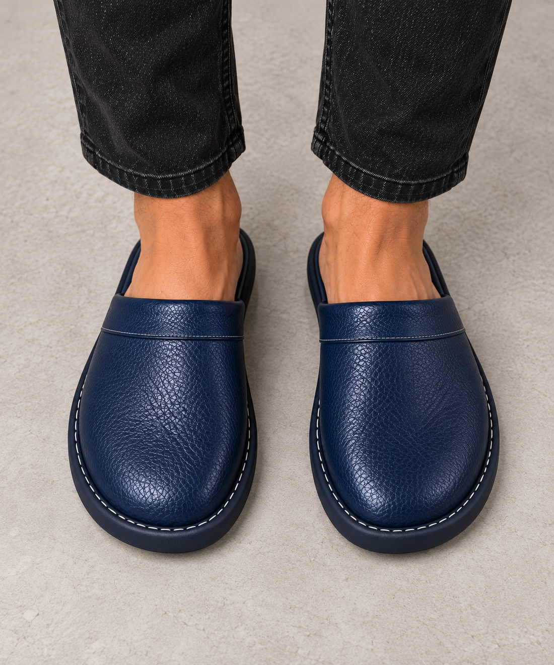 Men's Leather Slippers - Lightweight Indoor & Outdoor Slippers