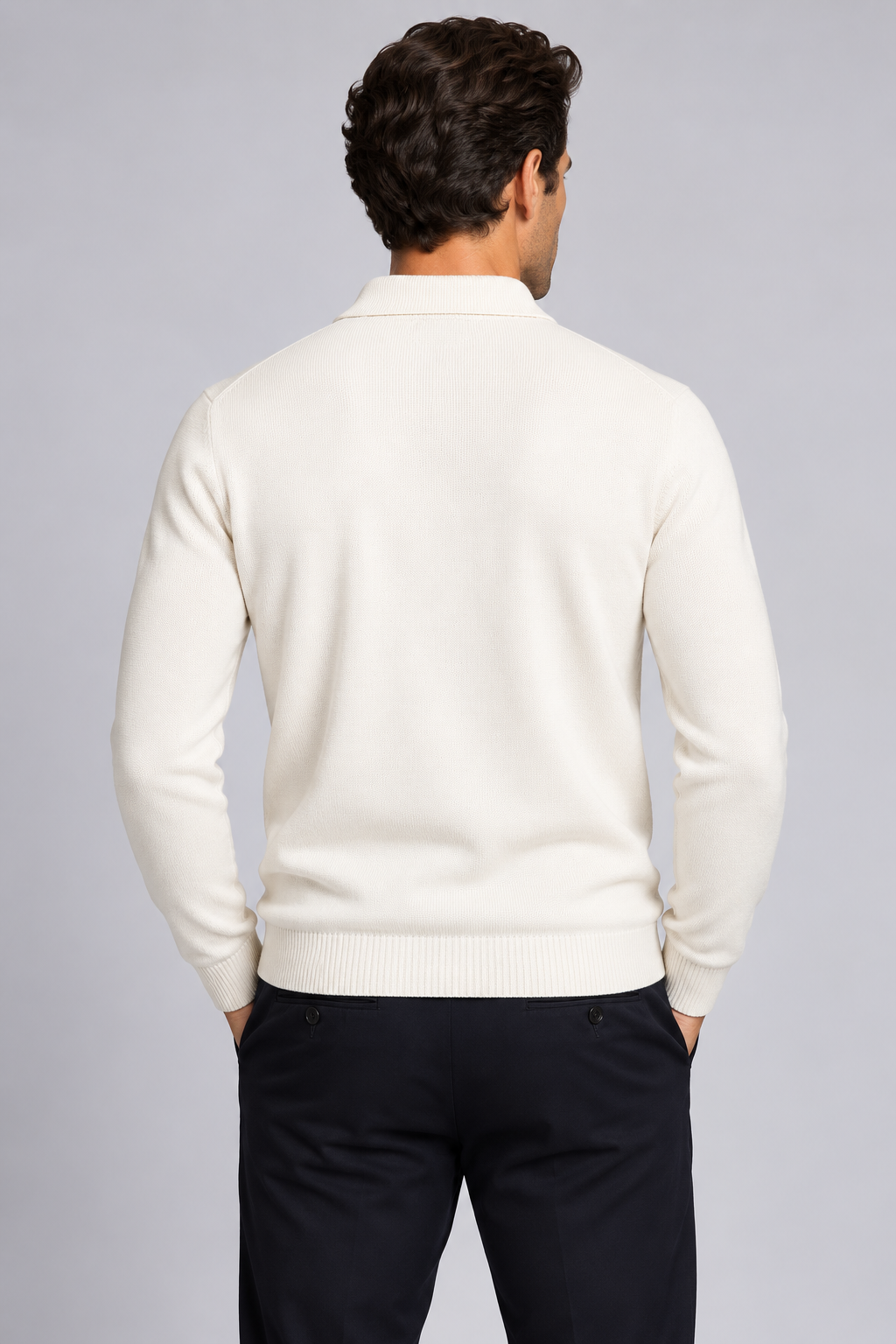 Men's Knitted Polo Jumper – Merino Wool & Cashmere Blend