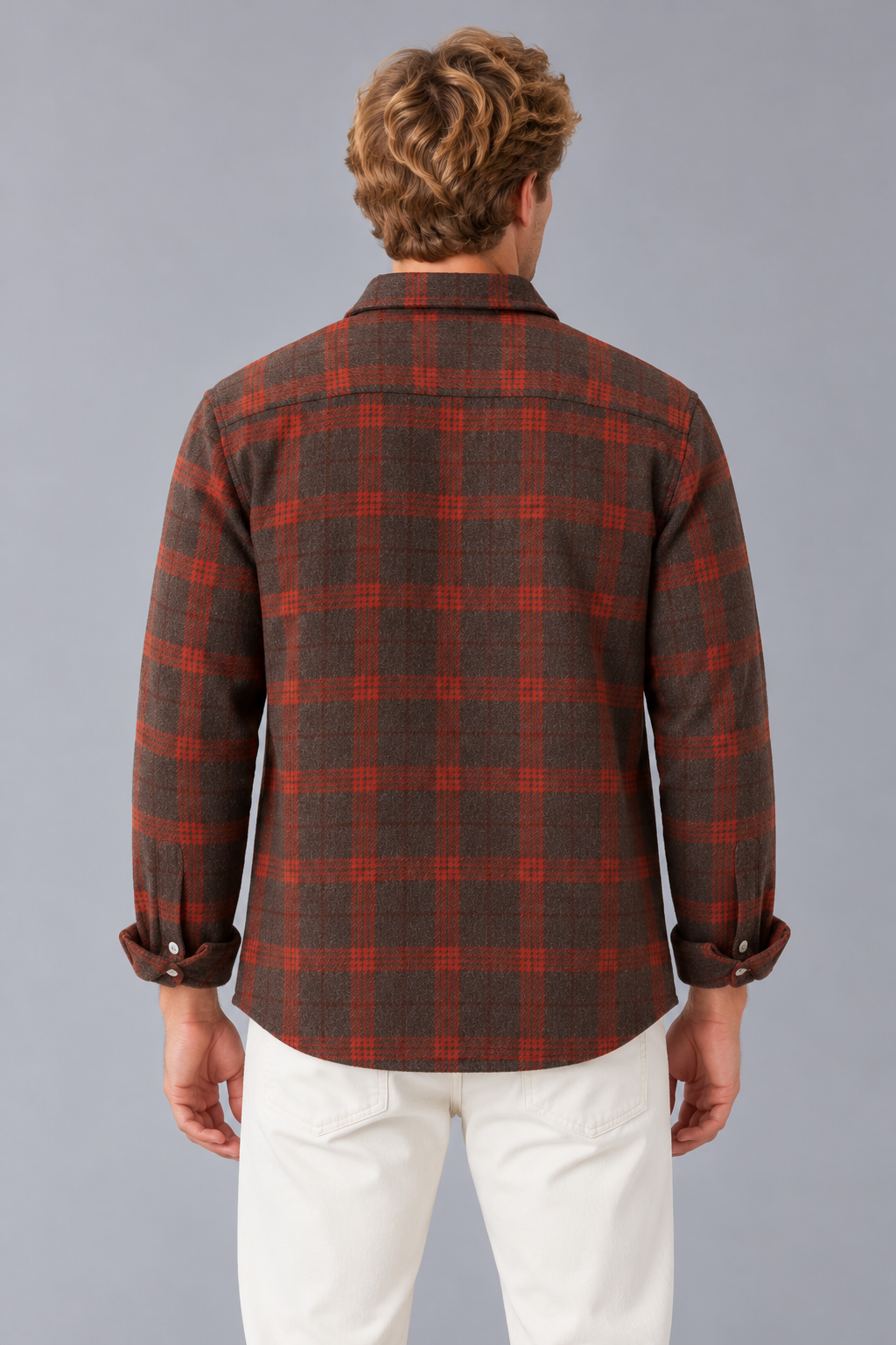 Men's Brushed Check Flannel Shirt – Long Sleeve Button-Up