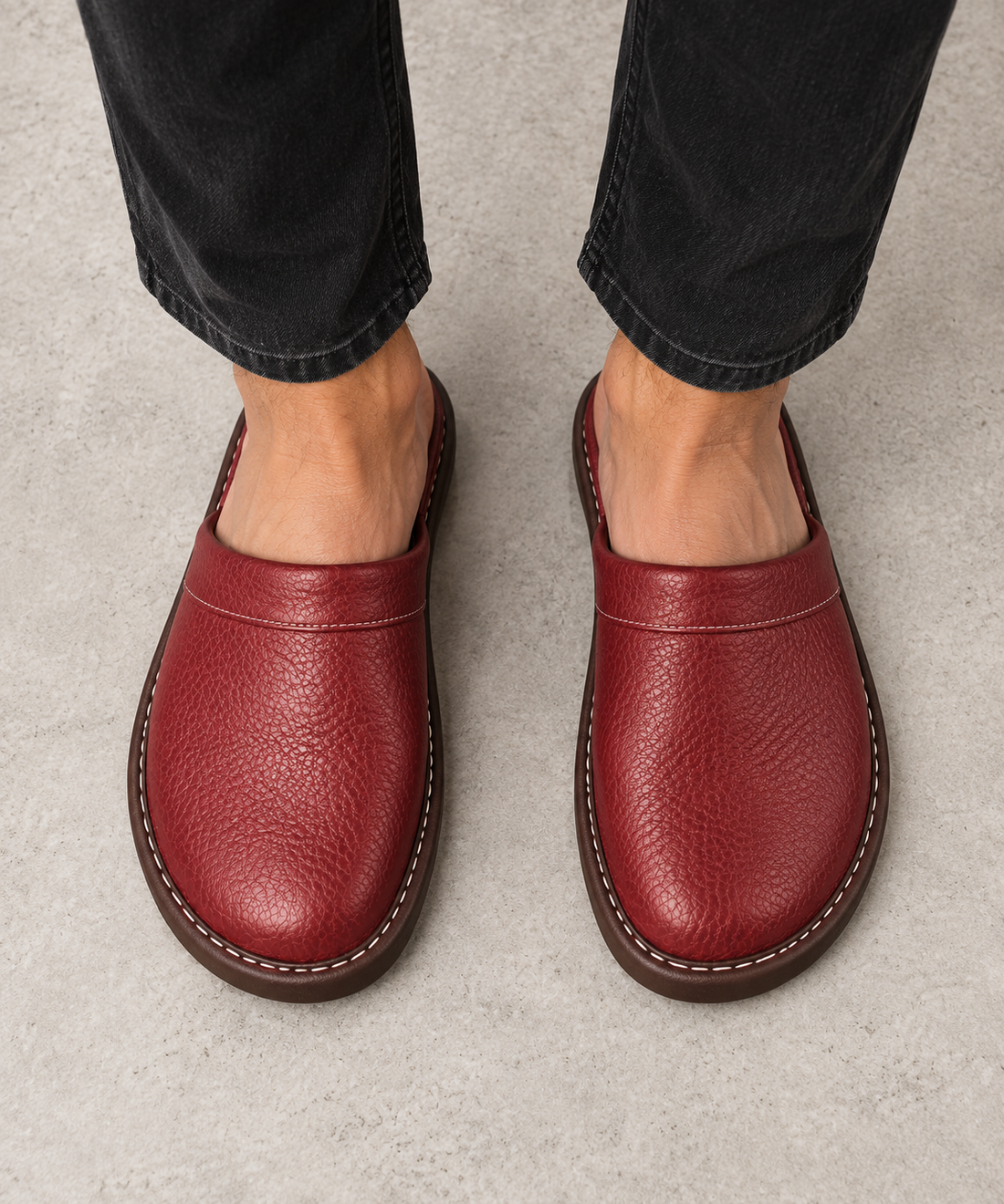Men's Leather Slippers - Lightweight Indoor & Outdoor Slippers