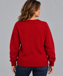 Women's Fluffy Christmas Jumper – Cosy Festive Cat Print & Soft Knit