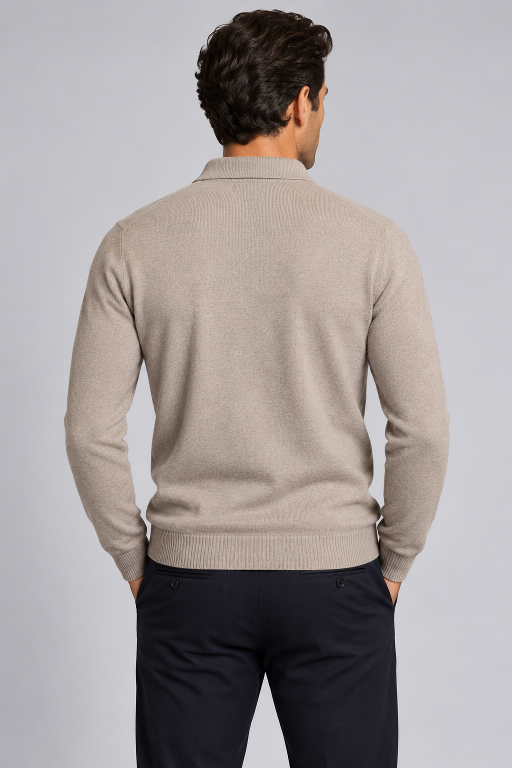 Men's Knitted Polo Jumper – Merino Wool & Cashmere Blend