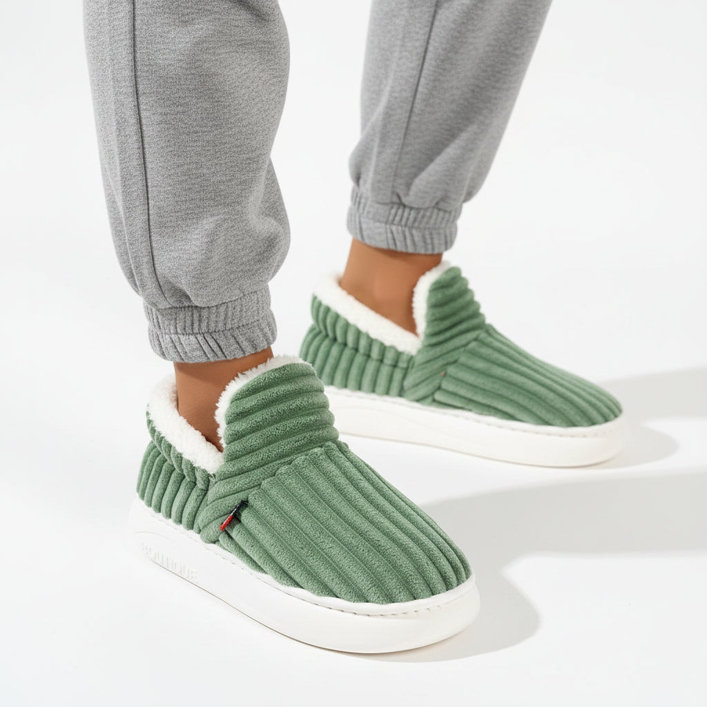 Orthopaedic Plush Winter Slippers in Green