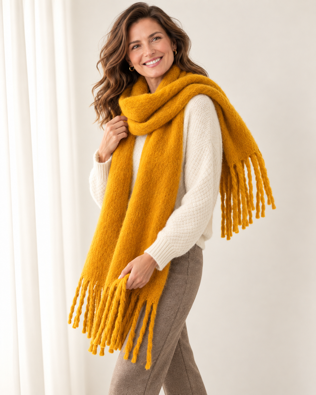 Women's Cashmere Blend Scarf – Soft Warm Winter Scarf