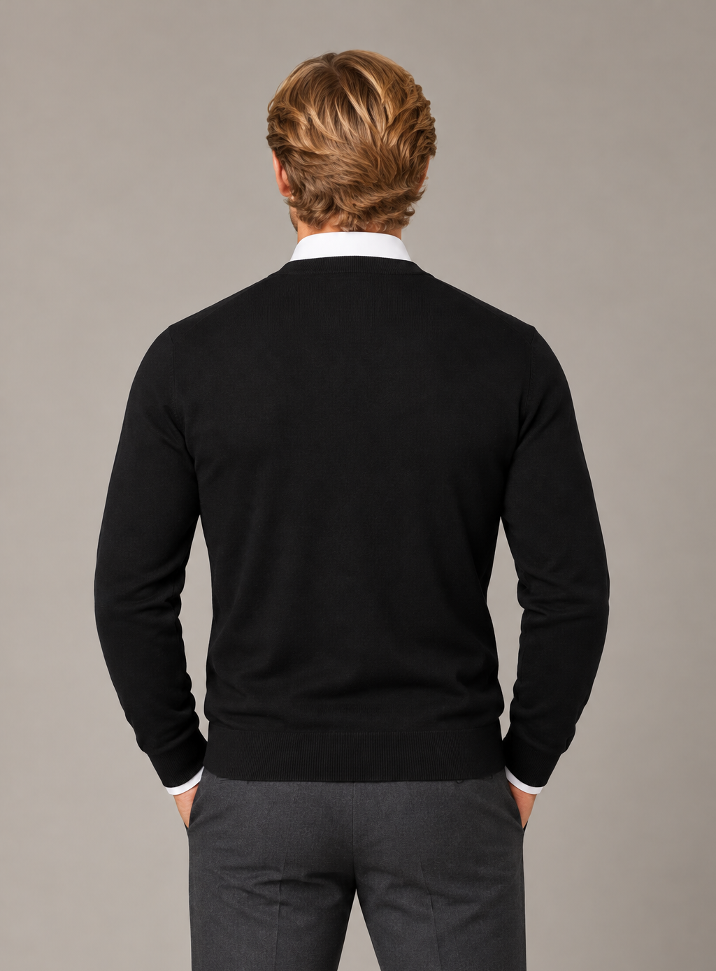 Men’s V-Neck Button Cardigan Sweater – Long Sleeve Knit with Pockets