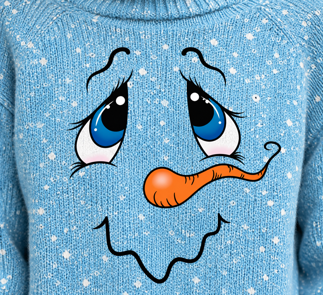Women's Funny Christmas Jumper – Snowman Face High Neck Knit