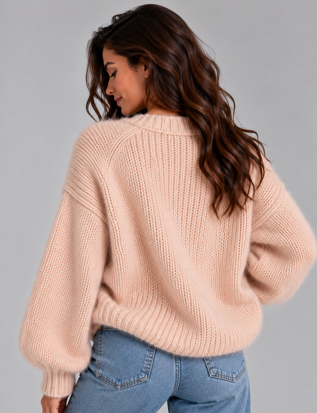 Women’s Fluffy Knit Jumper – Soft Crew Neck Sweater, Regular Fit
