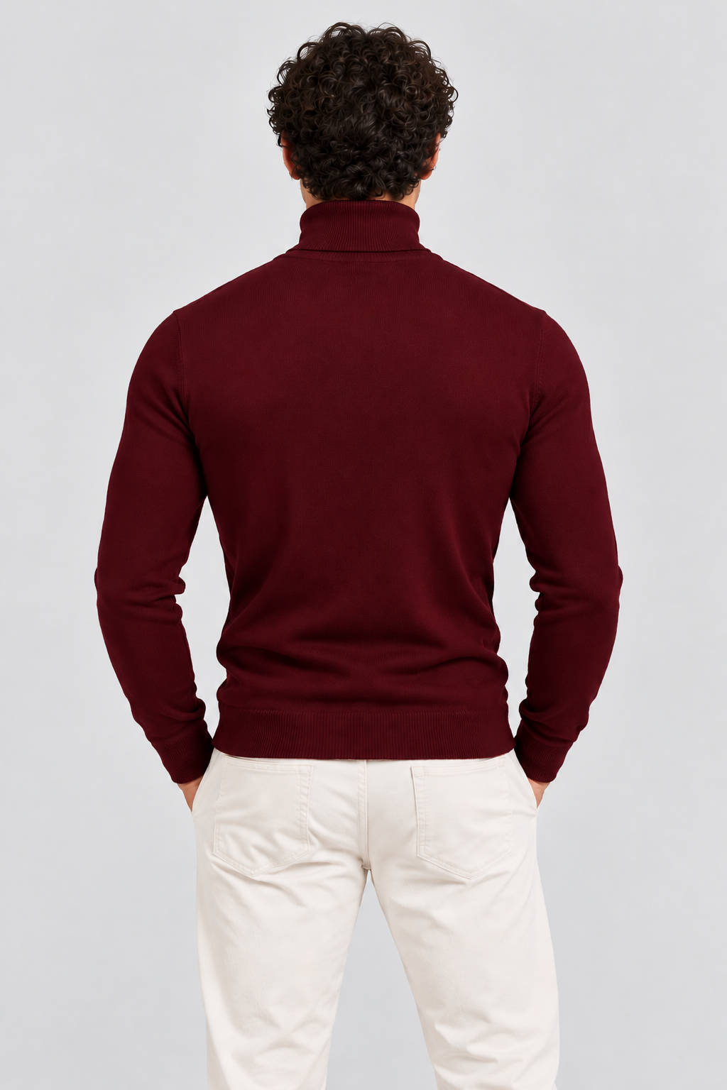 Men's Slim Fit Roll Neck Jumper – Stretch Knit Turtleneck