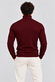 Men's Slim Fit Roll Neck Jumper – Stretch Knit Turtleneck