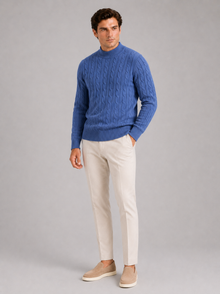 Men's Wool Cable Knit Mock Neck Jumper – image 3