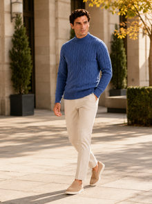 Men's Wool Cable Knit Mock Neck Jumper – image 5