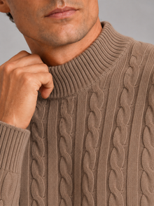 Men's Wool Cable Knit Mock Neck Jumper – image 12