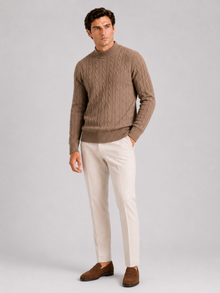 Men's Wool Cable Knit Mock Neck Jumper – image 13