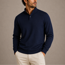 Men's Long Sleeve Knitted Polo in Navy
