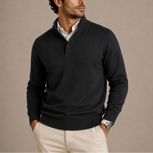 Men's Long Sleeve Knitted Polo in Black