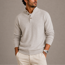 Men's Long Sleeve Knitted Polo in Light Grey