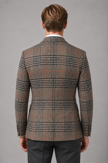 Men's Check Tweed Blazer in Khaki – view 2