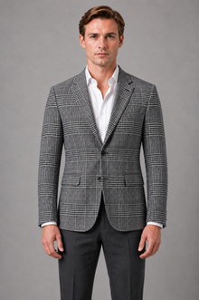 Men's Check Tweed Blazer in Dark Grey