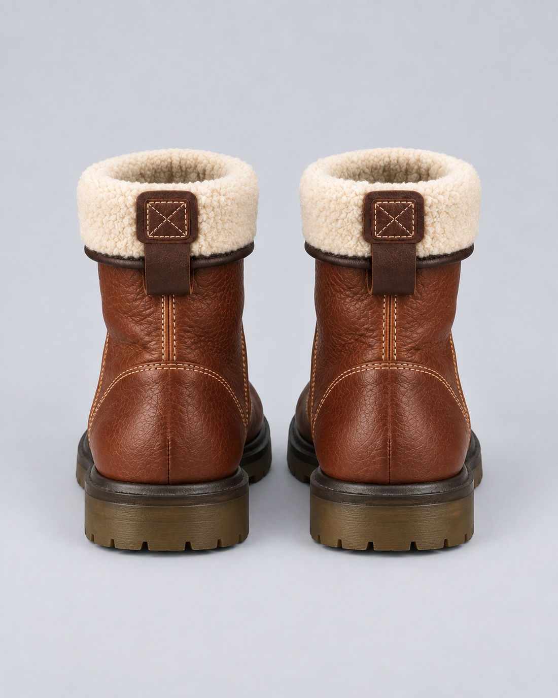 Men's Fold Down Faux Shearling Lined Boots in Brown