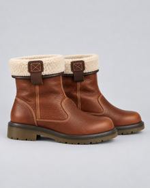 Men's Fold Down Faux Shearling Lined Boots in Brown – image 3