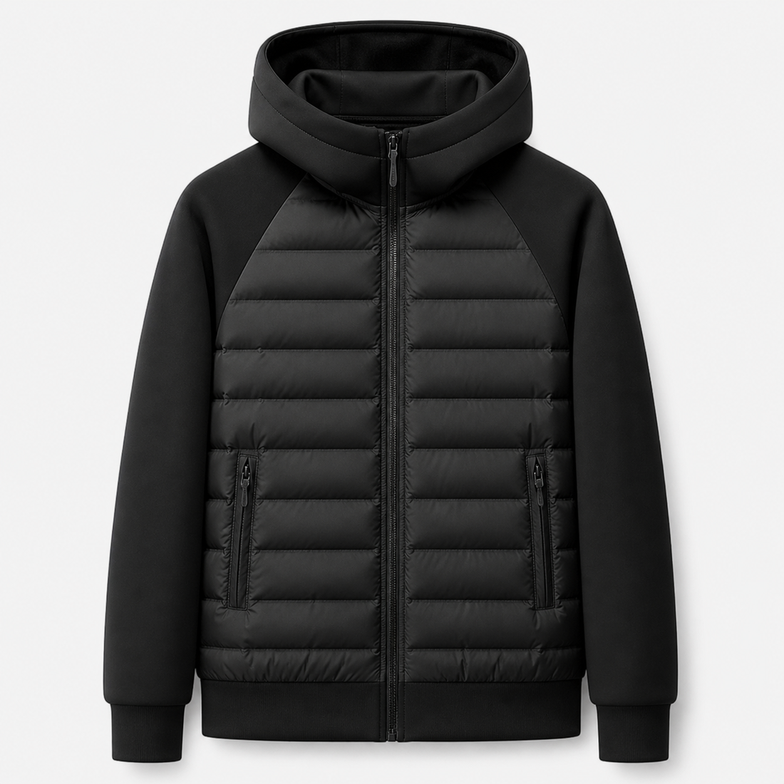 Men’s Hooded Down Jacket – Spliced Quilted Style