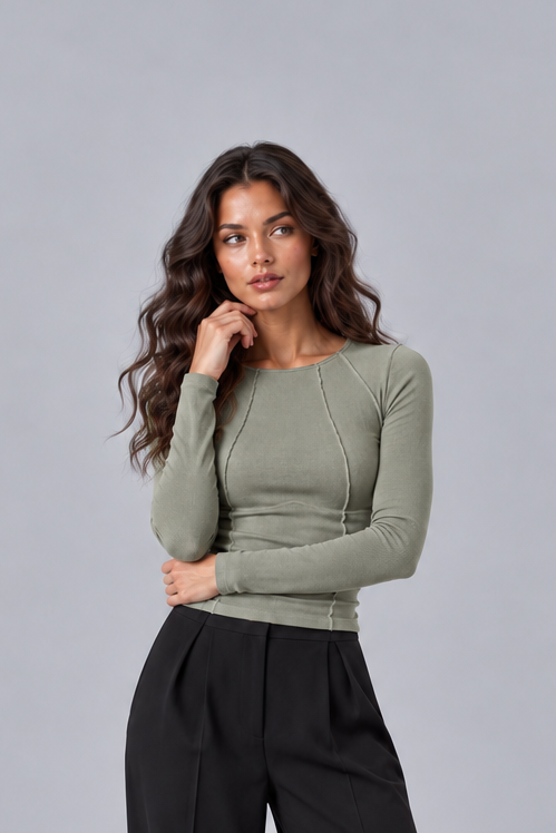 Women's Ribbed Long Sleeve Top