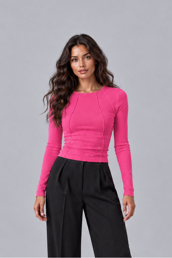 Women's Ribbed Long Sleeve Top